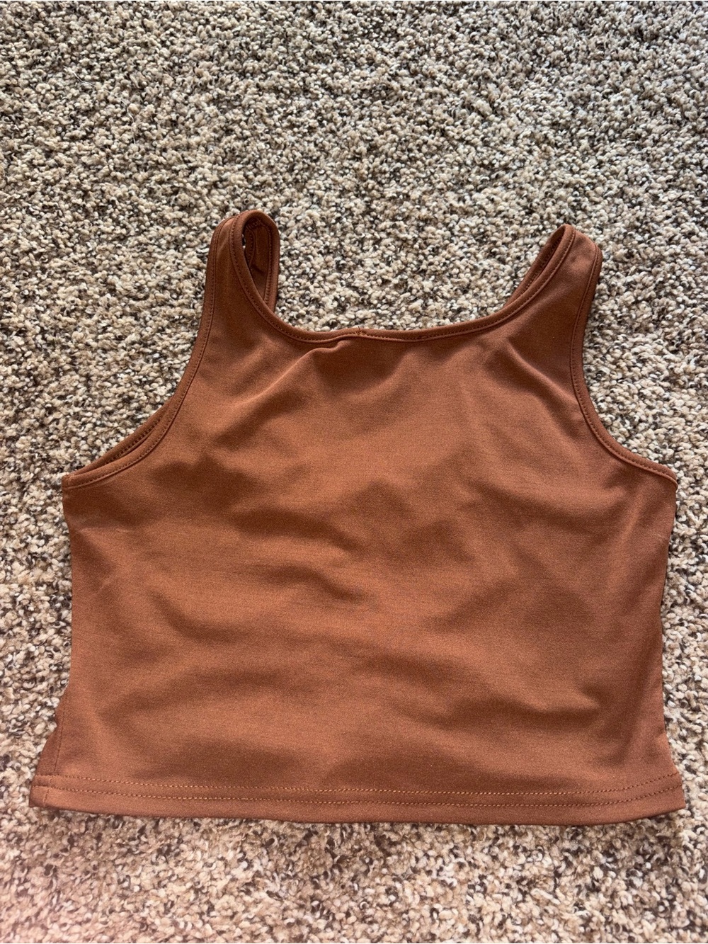 SHEIN Rust Brown Ruched Drawstring Crop Tank - Picture 2 of 3